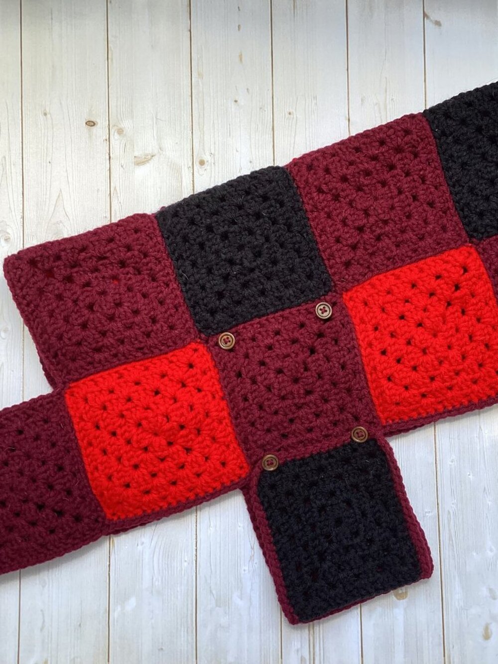 Handmade Crocheted Buffalo Check Dog Coat (Size Medium/Large)